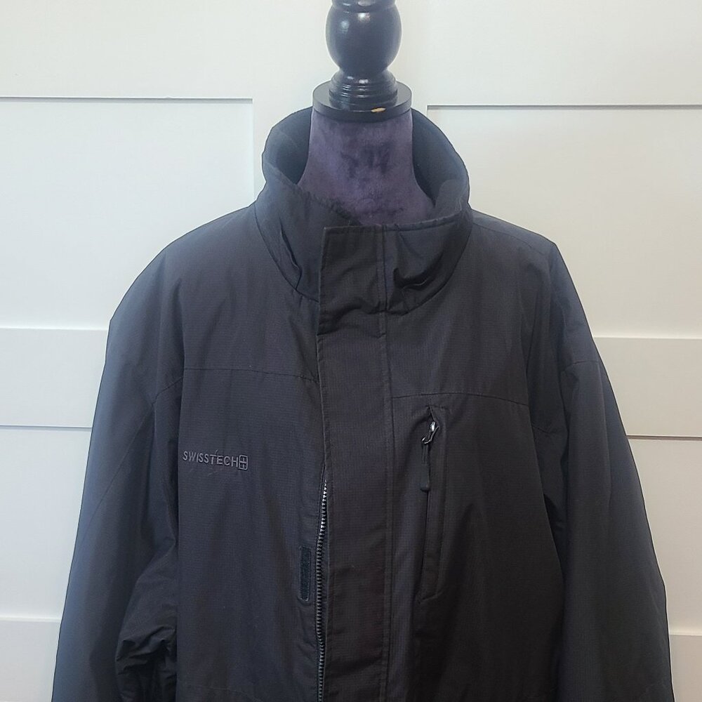 Swisstech Men's Winter Jacket 5XL Full Zip  Black Outdoor Waterproof Coat